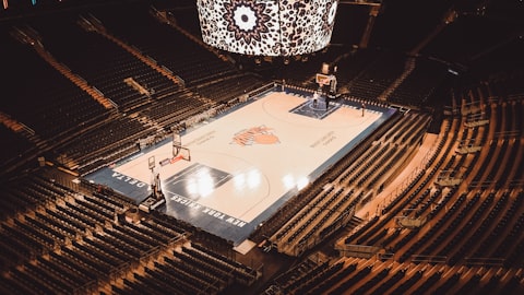 Madison Square Garden basketball arena interior with fans