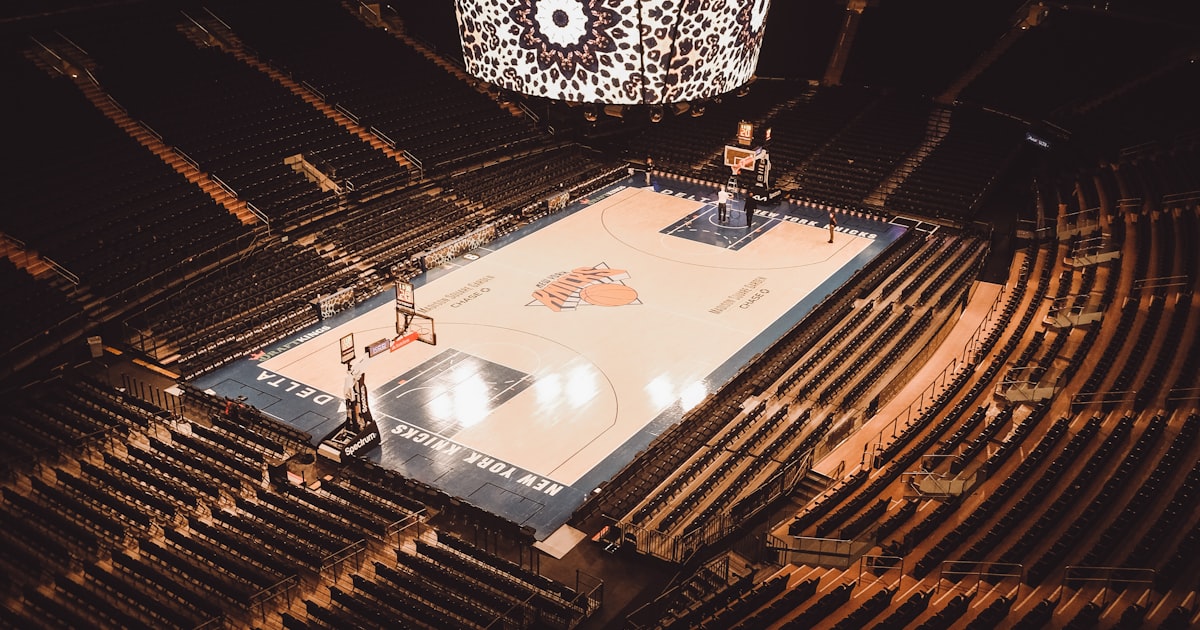 Madison Square Garden basketball arena interior with fans